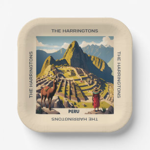 Custom Name Peru Machu Picchu Paper Plates