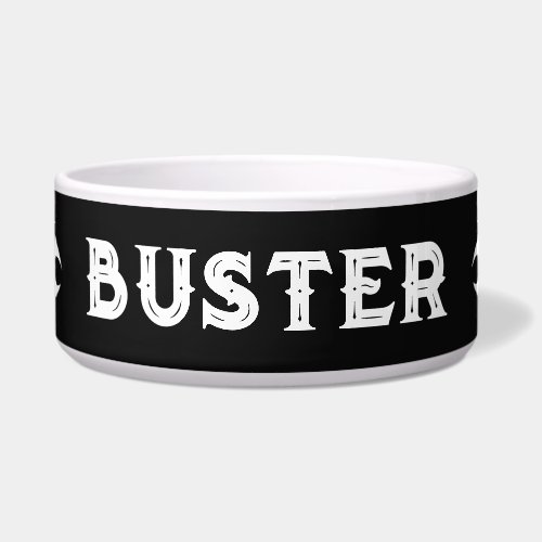 Custom name pet bowl with cool tattoo art graphics