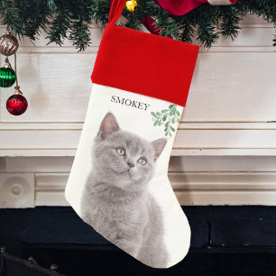 Custom Name Pet Cat Photo Christmas Holiday Stocking