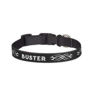 Custom name pet collar with cool tattoo art design