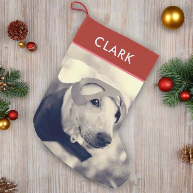 Custom Name & Pet Photo l Cute Puppy Dog Lover Small Christmas Stocking (Creator Uploaded)