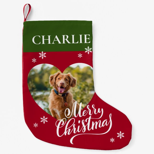Custom Name Pet Photo Merry Christmas Stocking (Front)