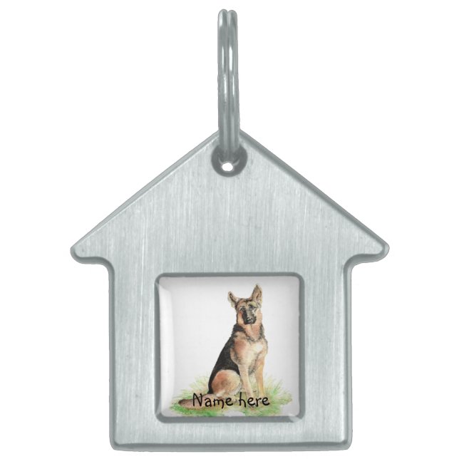 Custom Name Pet Tag German Shepherd Dog (Front)