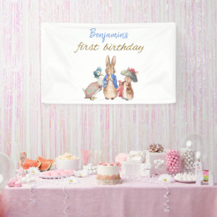 Custom Name Peter the Rabbit First Birthday Banner