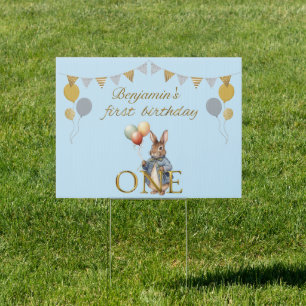 Custom Name Peter the Rabbit First Birthday Sign