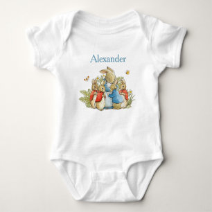 Custom Name Peter the Rabbit with Josephine Bunny Baby Bodysuit
