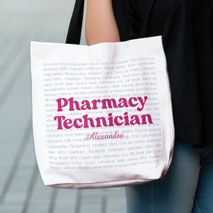 Custom Name Pharmacy Technician Typography Word  Tote Bag