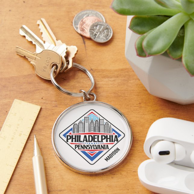 Custom Name Philadelphia Pennsylvania Keychain (Desk)