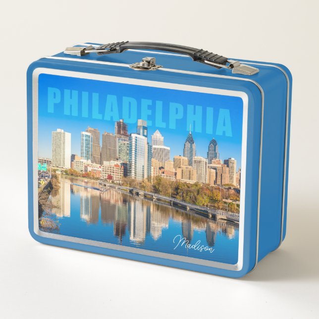 Custom Name Philadelphia Pennsylvania Metal Lunch Box (Front)