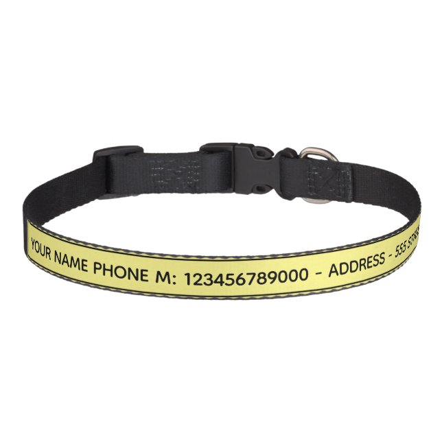 Custom Name Phone Address Info Your Pet Collar (Front)