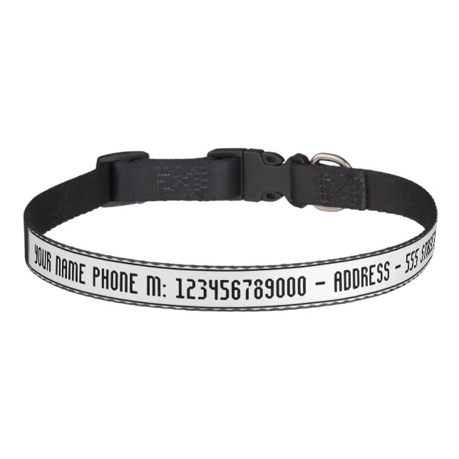 Custom Name Phone Address Text Your Pet Collar (Front)