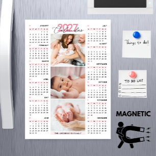 Custom Name & Photo 2027 Magnetic Calendar 