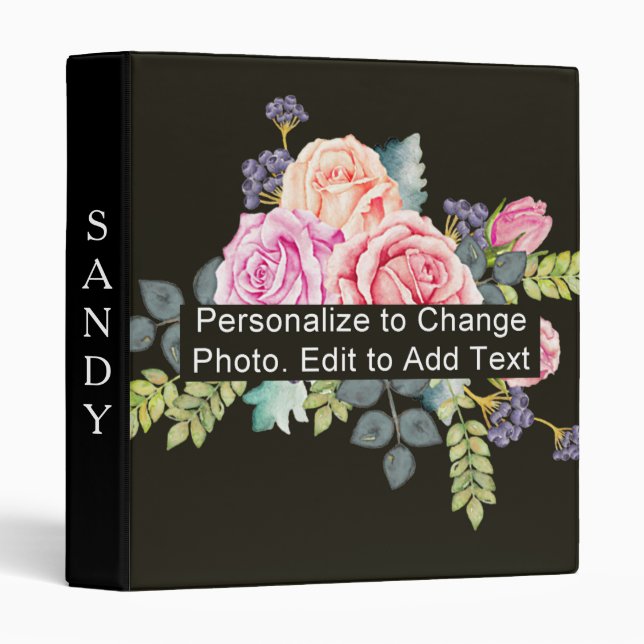 Custom Name Photo Artwork School Office Home 1" 3 Ring Binder (Front/Spine)