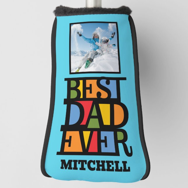 Custom Name Photo BEST DAD EVER Golf Head Cover (Rotate 90)