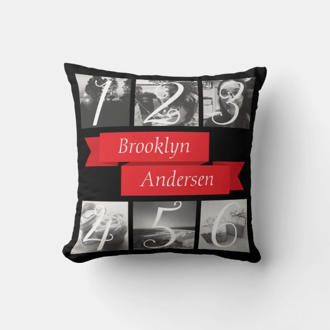 Custom Name Photo Create Your Own Throw Pillow (Front)