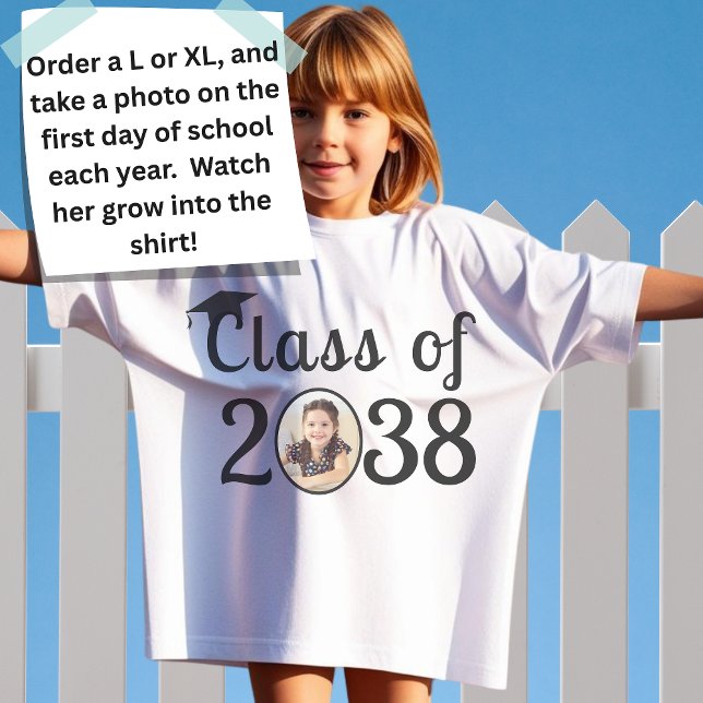 Custom Name, Photo, Handprint Class of 2038  T-Shirt (Creator Uploaded)