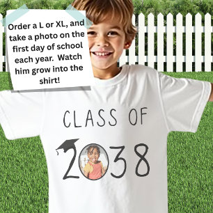 Custom Name, Photo, Handprint Class of 2038  T-Shirt