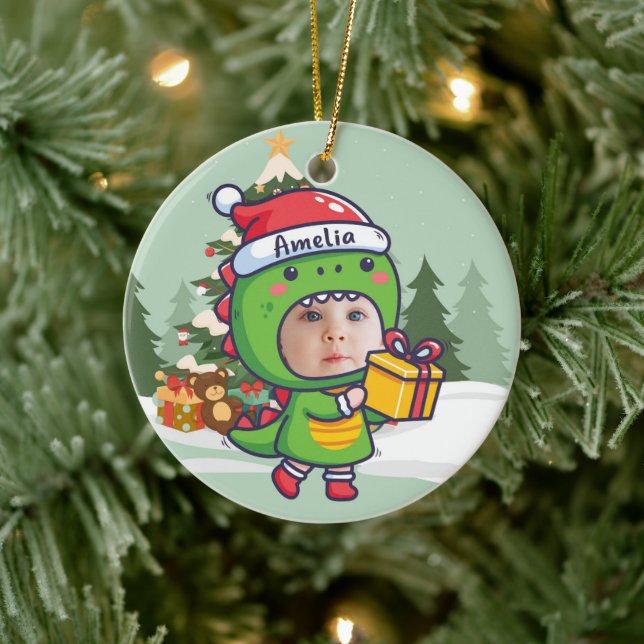 Custom name + photo message me- Christmas Ornament (Tree)