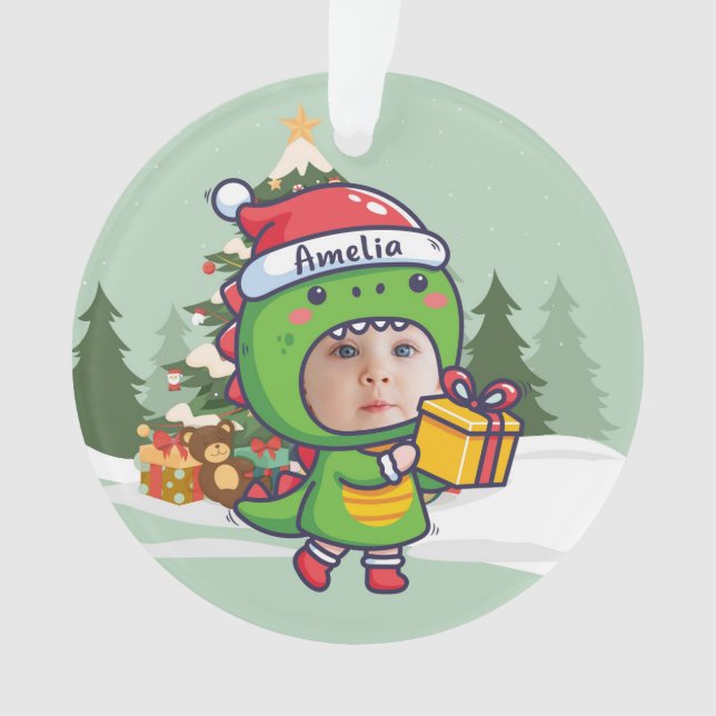 Custom name + photo message me-Christmas Ornament (Front)