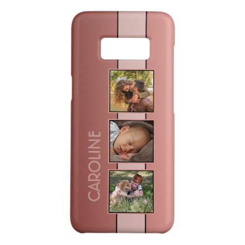 Custom Name Photo On Coral Blush Peach Pink Case_Mate Samsung Galaxy S8 Case