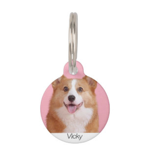 Custom name photo phone lost dog Round Pet Tag