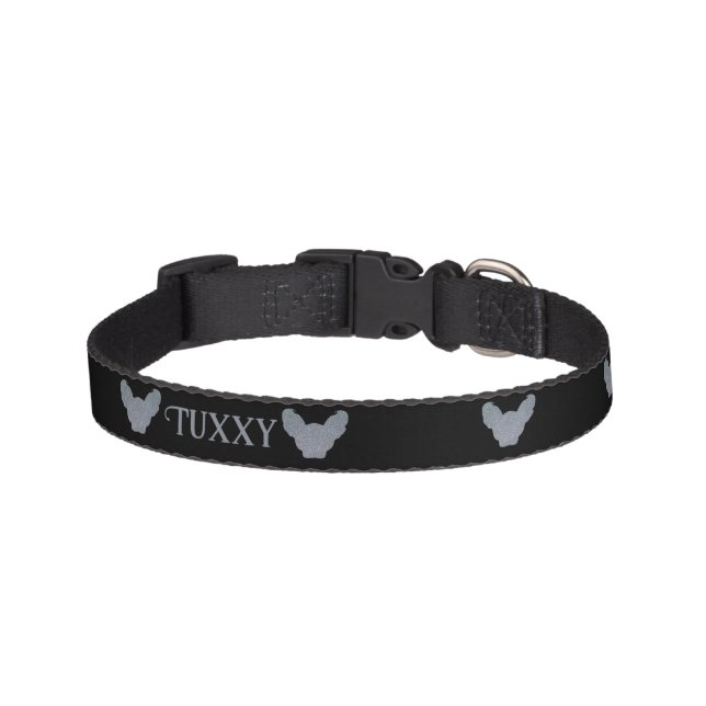 Custom Name Photo Silver Glitter Elf Sphynx Cat Pet Collar (Front)