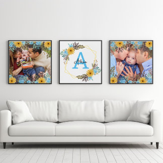 Custom Name photo Wildflowers Print  Wall Art Sets