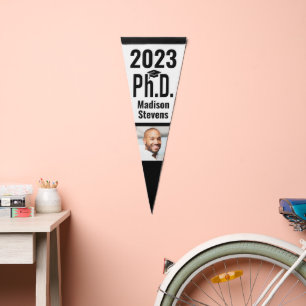 Custom name, photo & year Ph.D. Pennant Flag