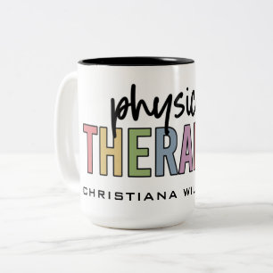 Custom Name Physical Therapist PT Gifts Two-Tone Coffee Mug