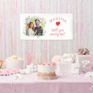 Custom Name Pic Floral Will You Marry Me Proposal Banner