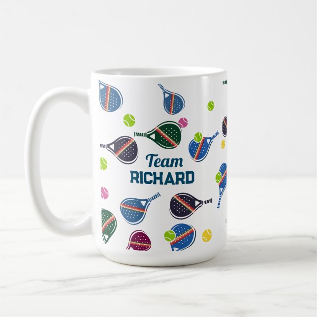 Custom Name Pickleball Sports Team Colorful  Coffee Mug (Left)
