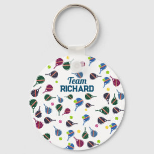 Custom Name Pickleball Sports Team Colorful Keychain
