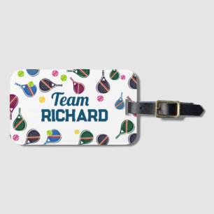 Custom Name Pickleball Sports Team Colorful  Luggage Tag