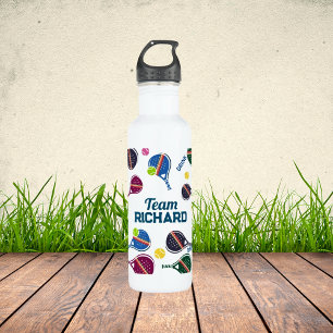 Custom Name Pickleball Sports Team Colorful Stainless Steel Water Bottle