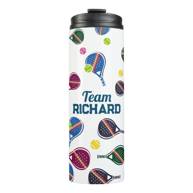 Custom Name Pickleball Sports Team Colorful Thermal Tumbler (Front)
