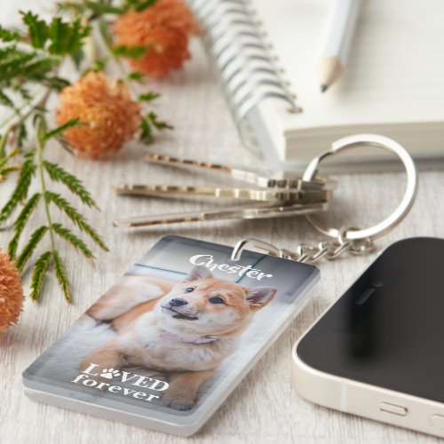 Custom Name Picture Love Paw Quote Text Keychain