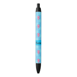 Custom name pig light blue snowflakes pen