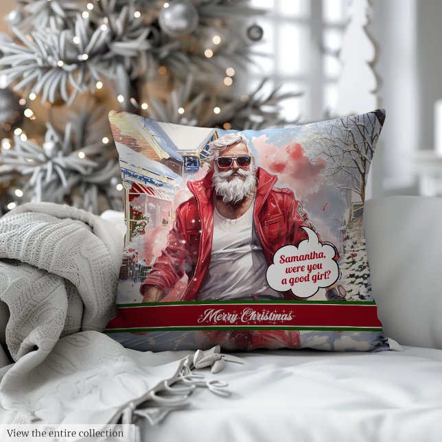 Custom Name Pillow Funny Santa Christmas Accent (Custom Name Pillow Funny Santa Christmas Accent)