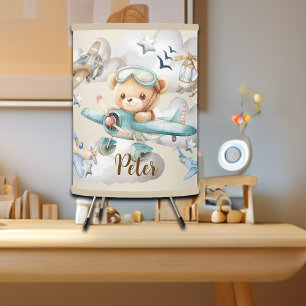 Custom Name Pilot Teddy Bear  Tripod Lamp