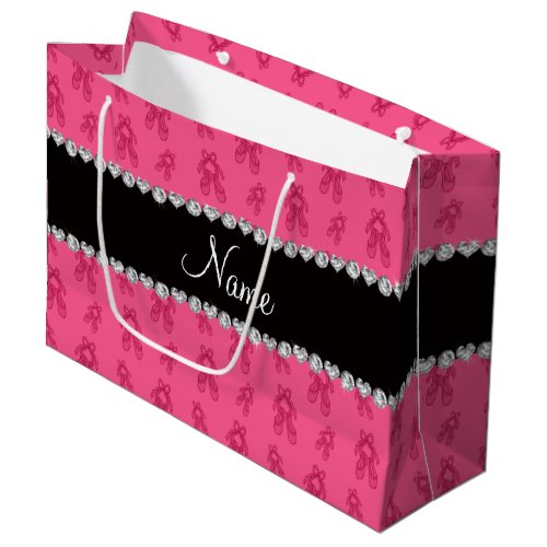 Custom name pink ballet shoes large gift bag