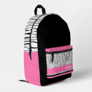 Custom Name Pink & Black Modern Backpack