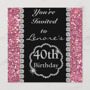 CUSTOM NAME PINK BLING Birthday INVITATION