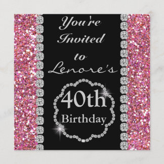 CUSTOM NAME PINK BLING Birthday INVITATION