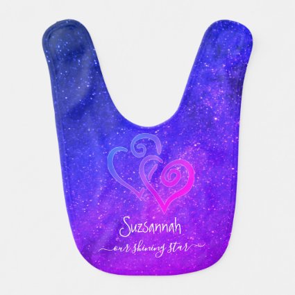 Custom Name Pink Blue Night Sky Stars Baby Bib