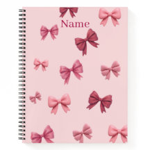Custom Name Pink Bow Spiral Notebook and Journal