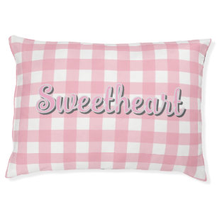 Custom Name Pink Checkerboard Washable Pet Bed