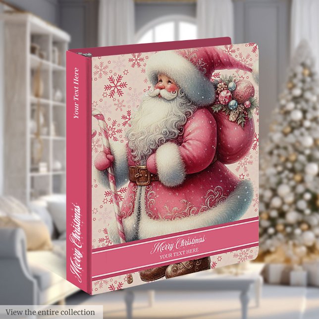 Custom Name Pink Christmas Memory Album Binder (Custom Name Pink Christmas Memory Album Binder)