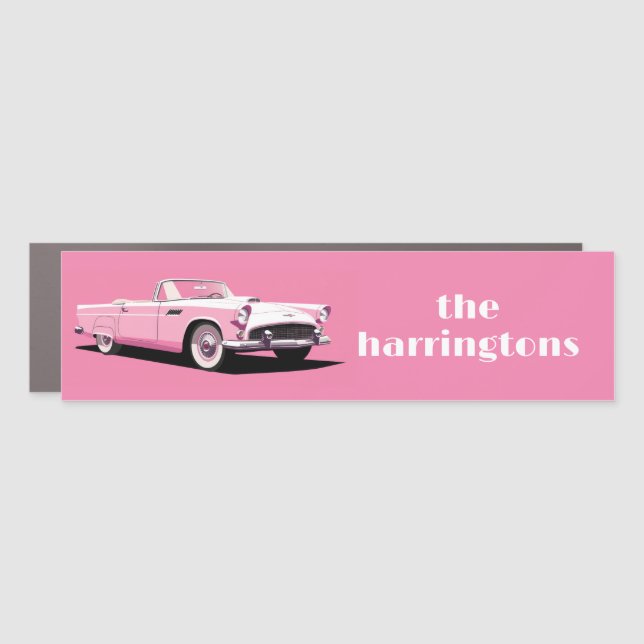 Custom Name Pink Classic Car Car Magnet (Front)