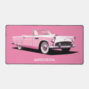 Custom Name Pink Classic Car Desk Mat