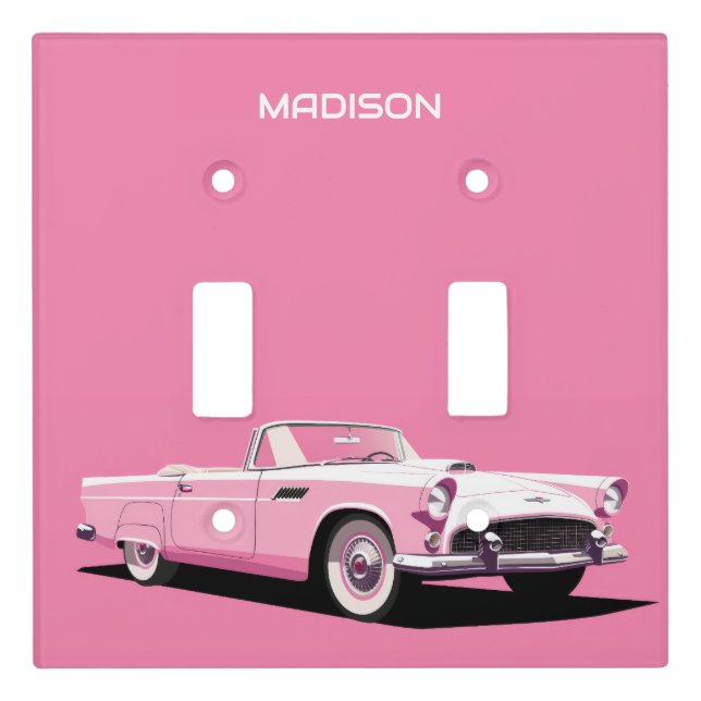 Custom Name Pink Classic Car Light Switch Cover (Front)